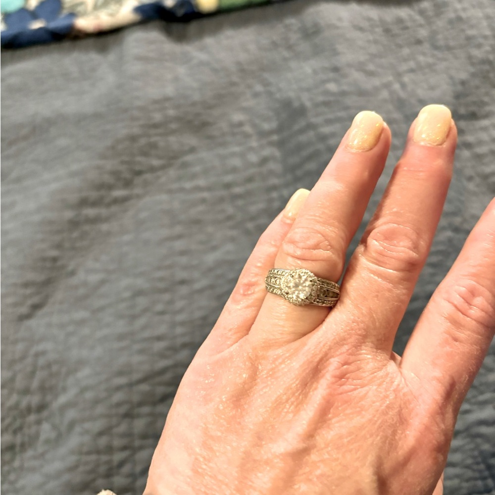 Diamonique 1.85 cttw multi-row sterling ring